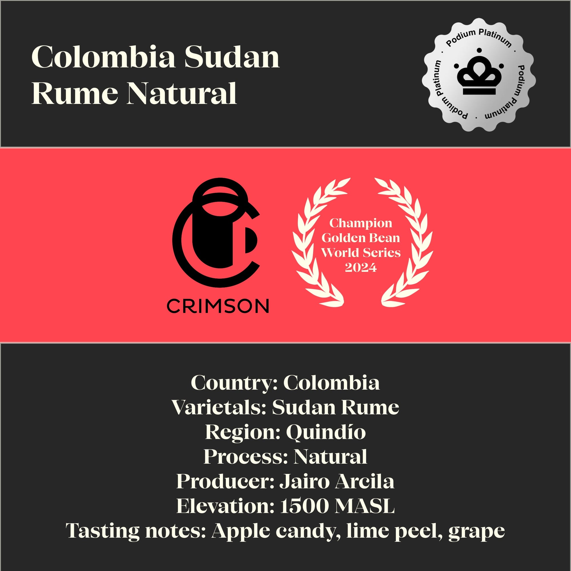 April 2025: Podium Platinum. Crimson Roasters