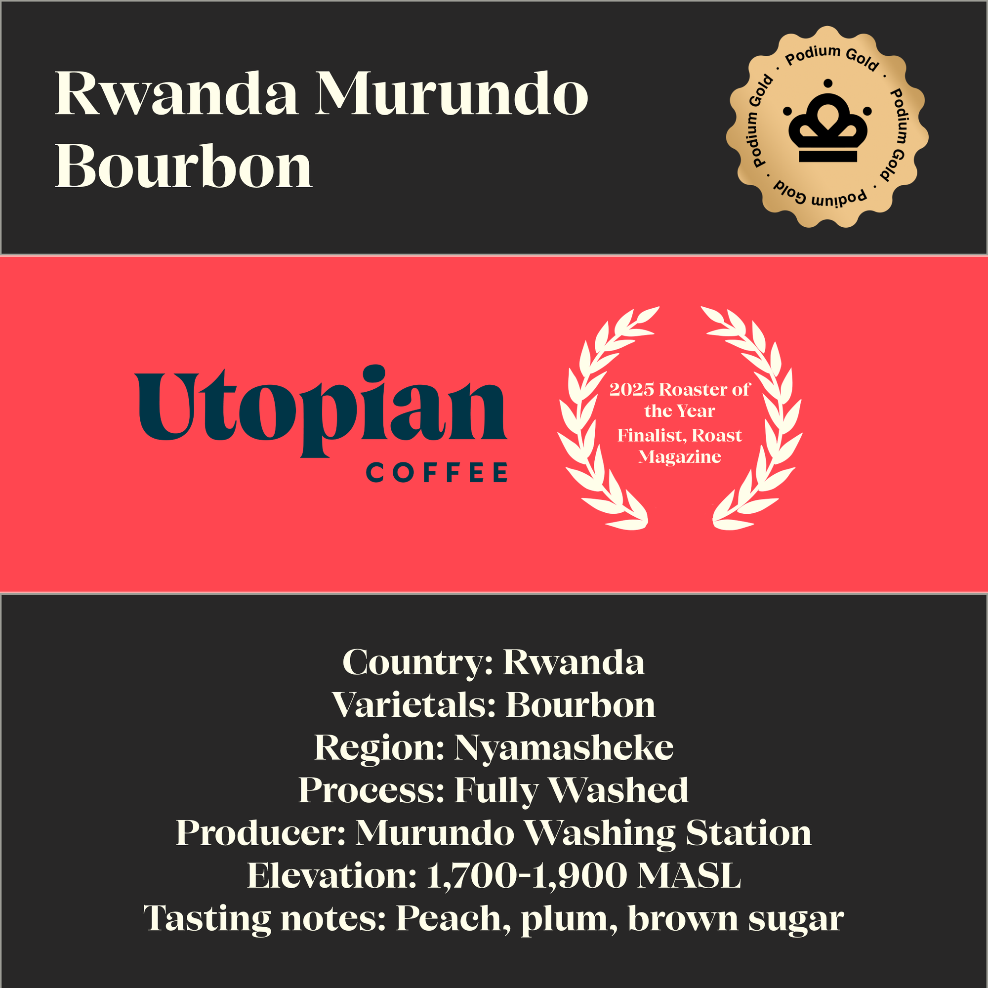 August 2025: Podium Gold. Utopian Coffee