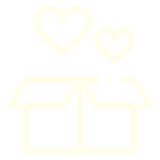 shipping box with hearts floating out of it