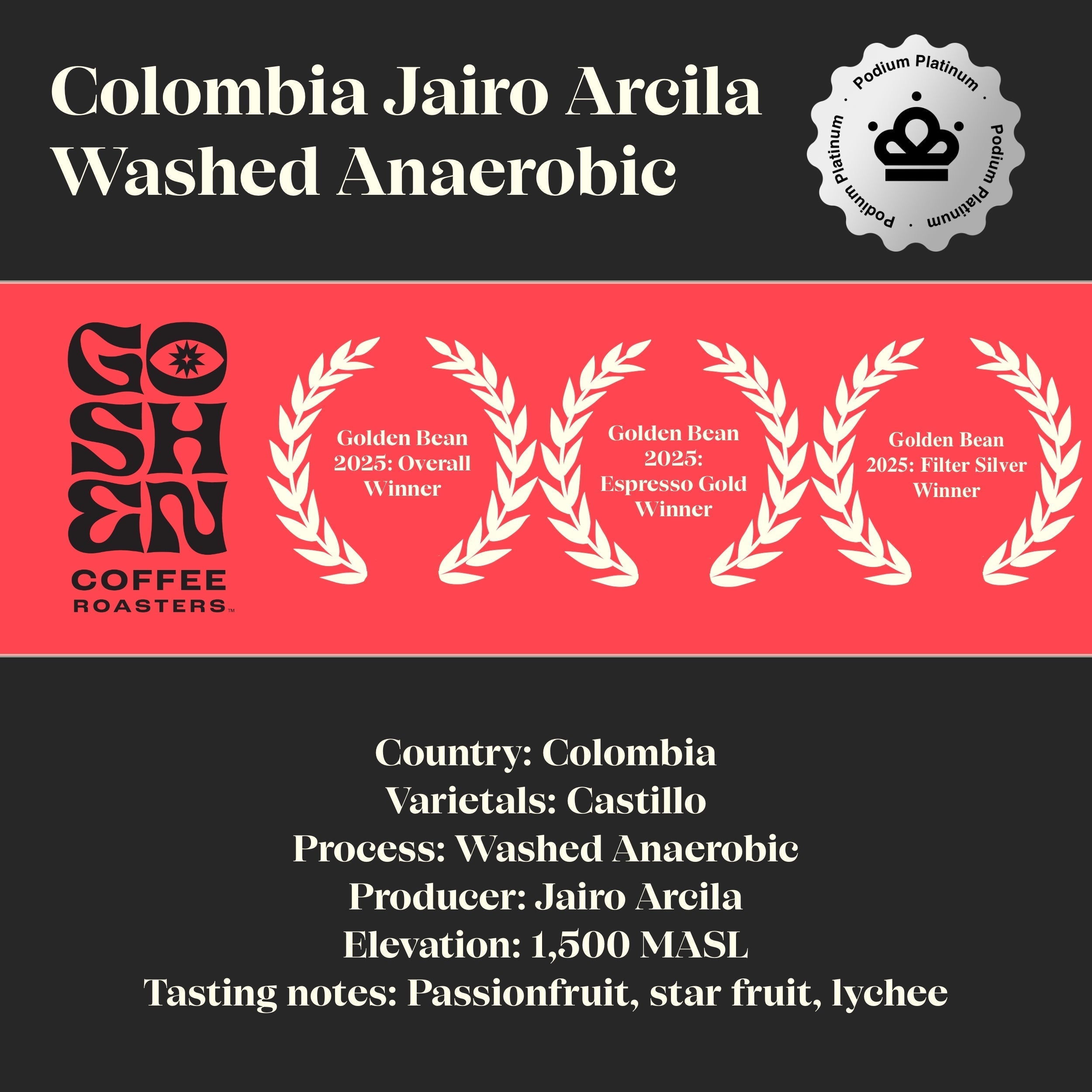 January 2026: Podium Platinum. Goshen Coffee