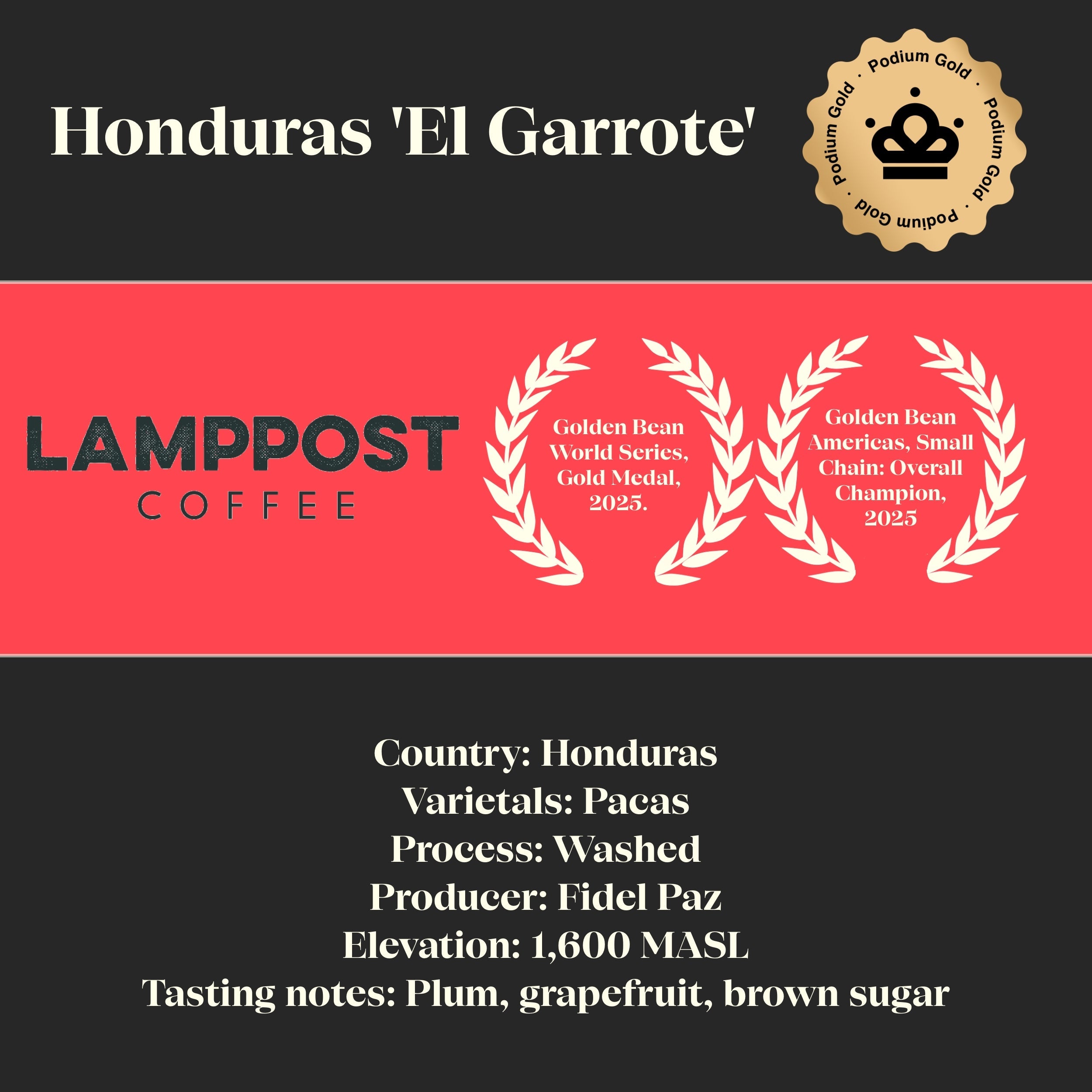 December 2025: Podium Gold. Lamppost Coffee