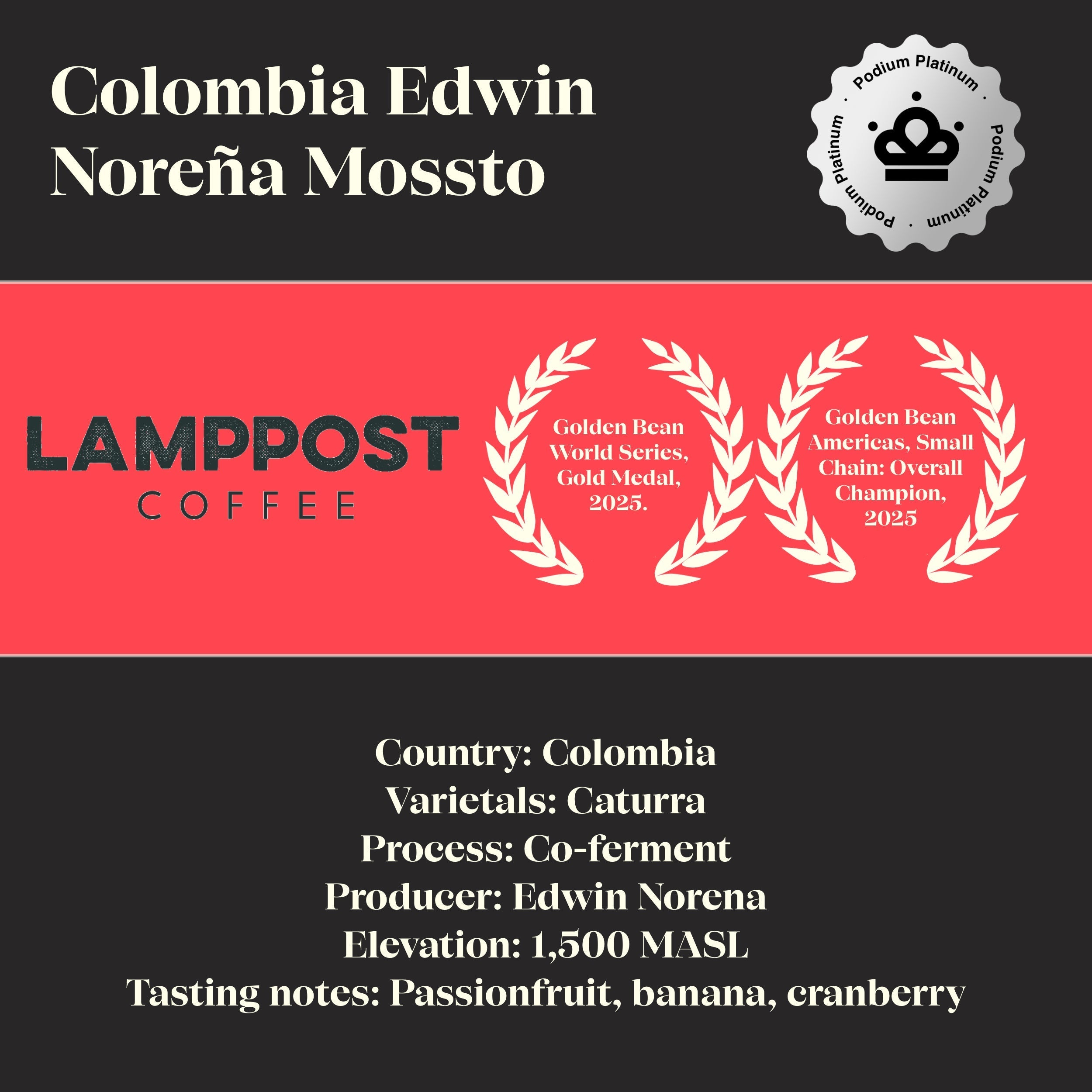 December 2025: Podium Platinum. Lamppost Coffee