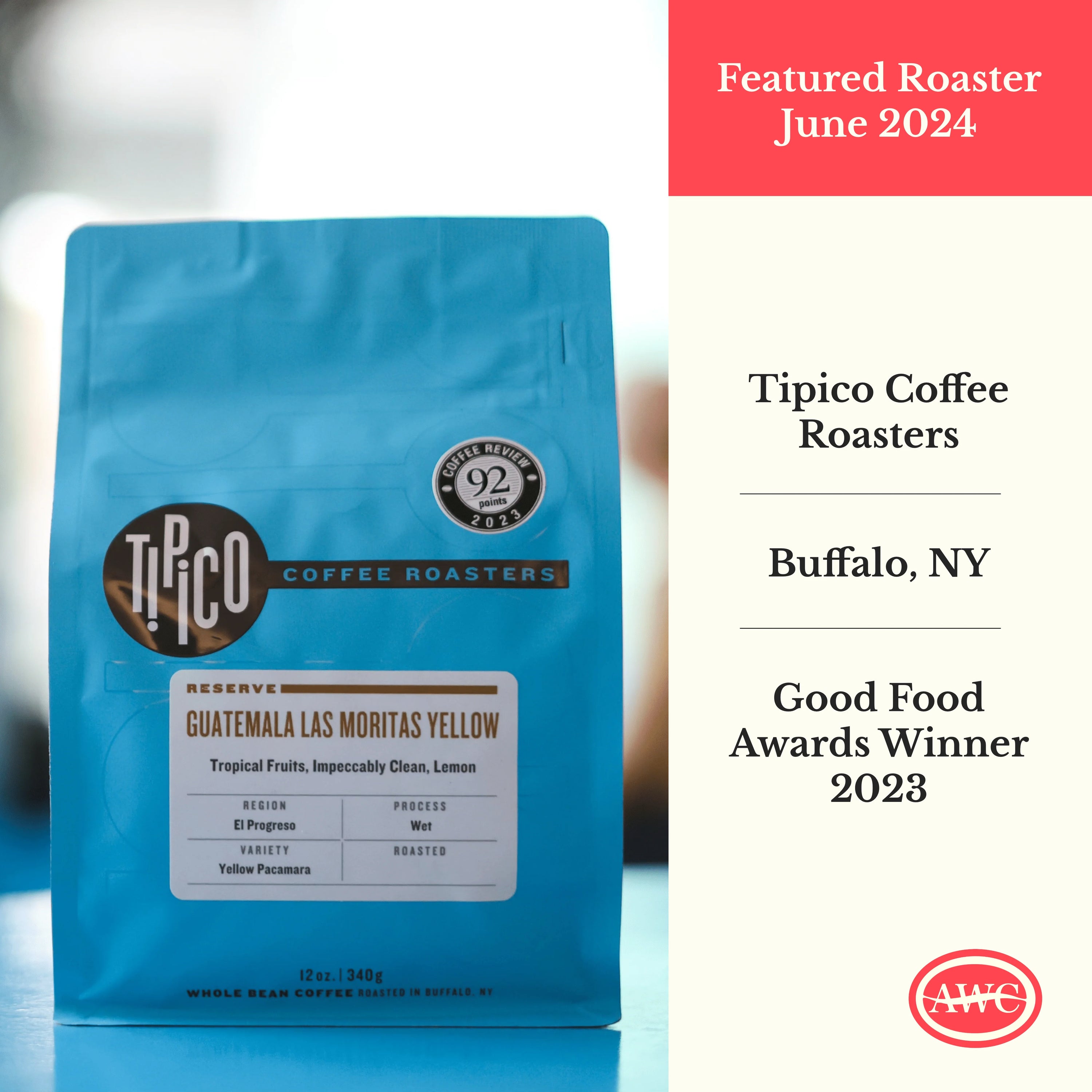 June 2024: Tipico Coffee Roasters. Good Food Awards Winner 2023.