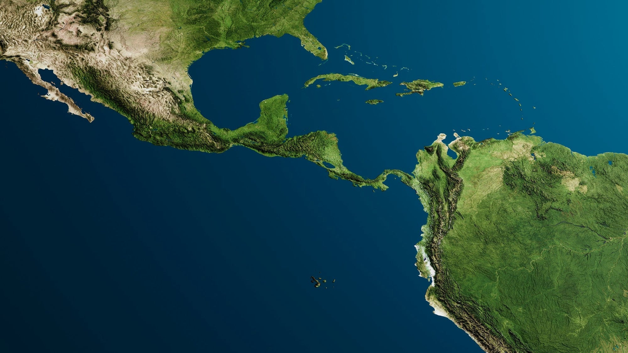 Satellite map of central America