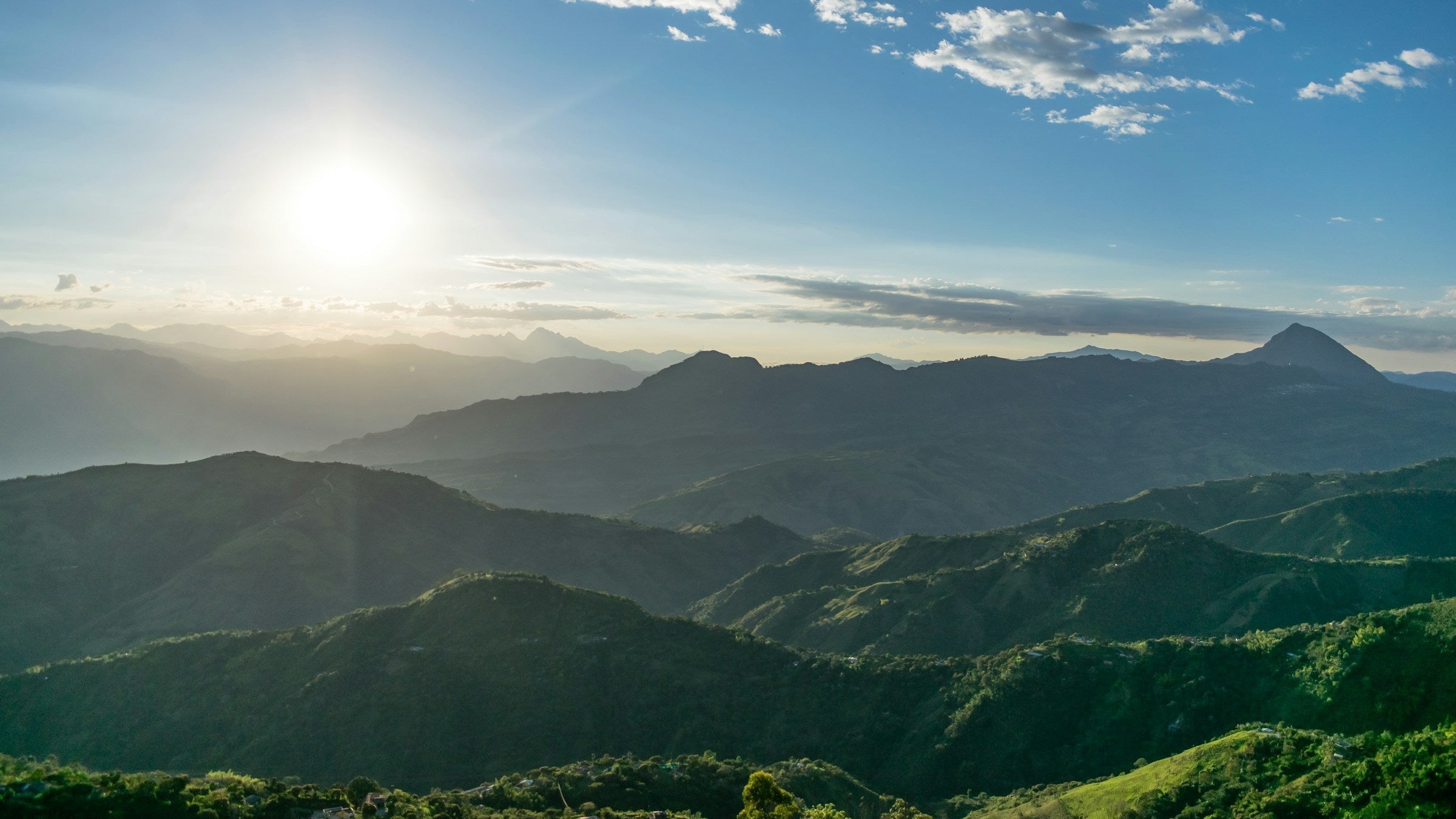Verdant rolling hills in Santa Barbara, Antioquia, Colombia