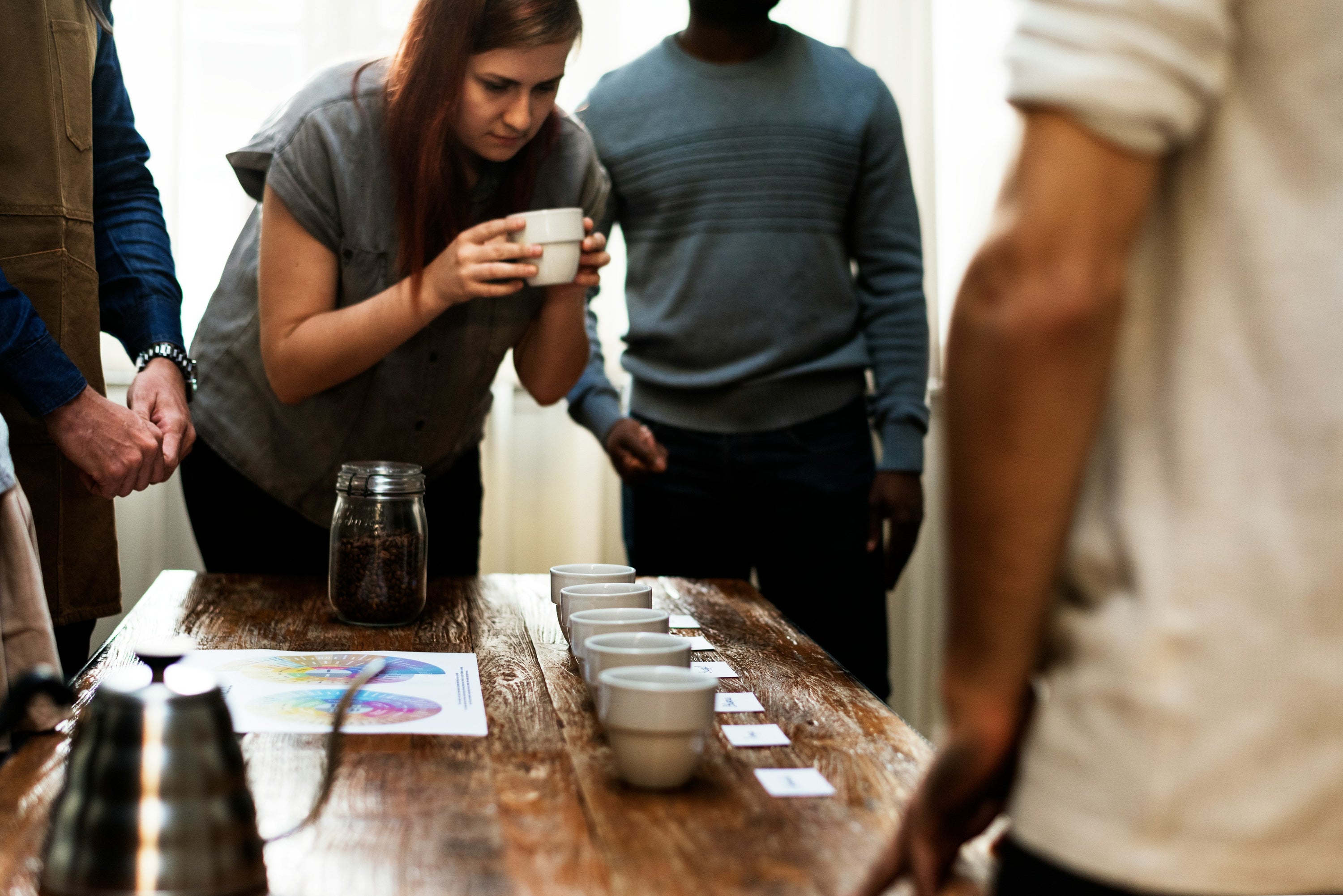 home coffee cupping set up