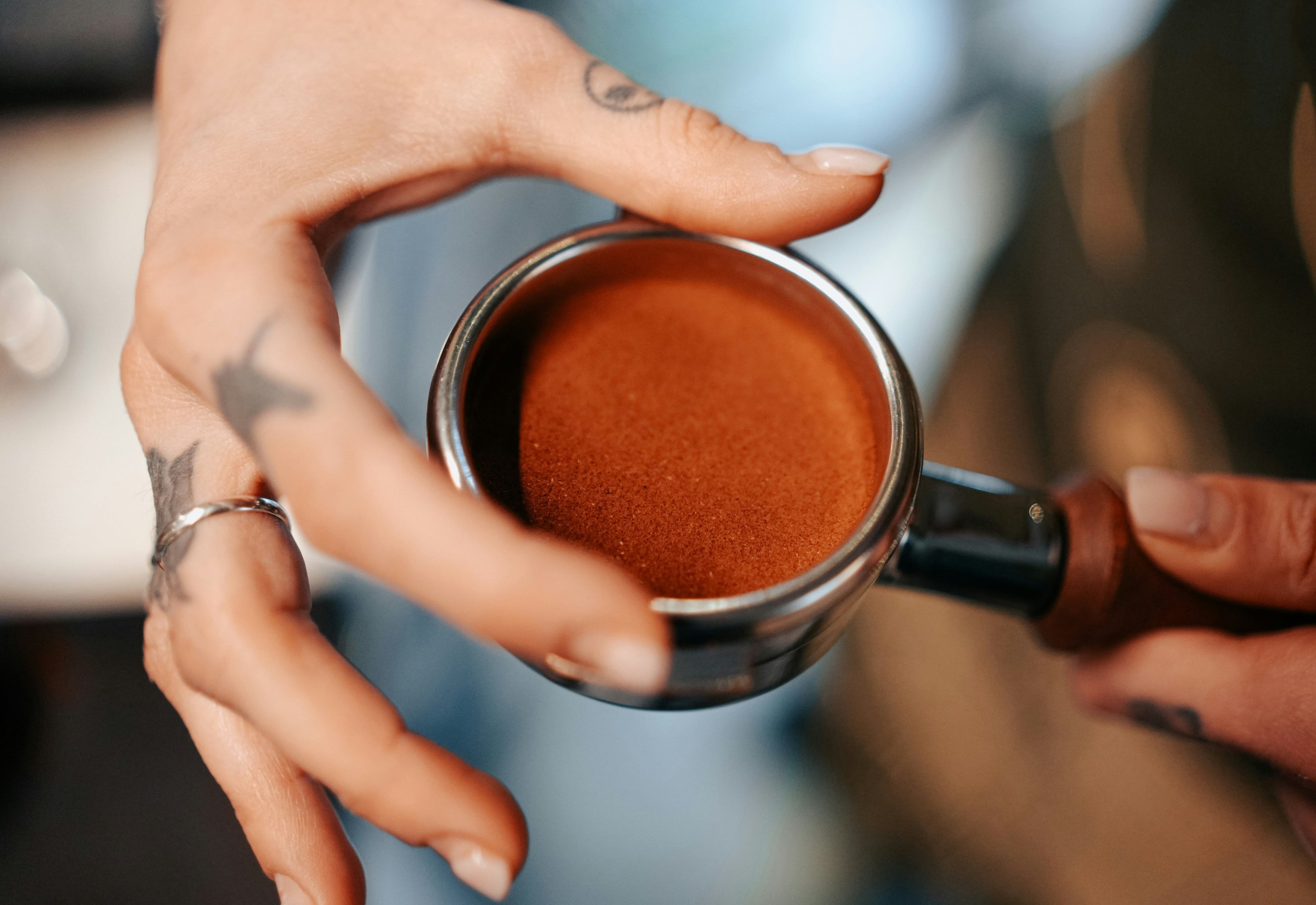 espresso puck with coffee grounds inside it
