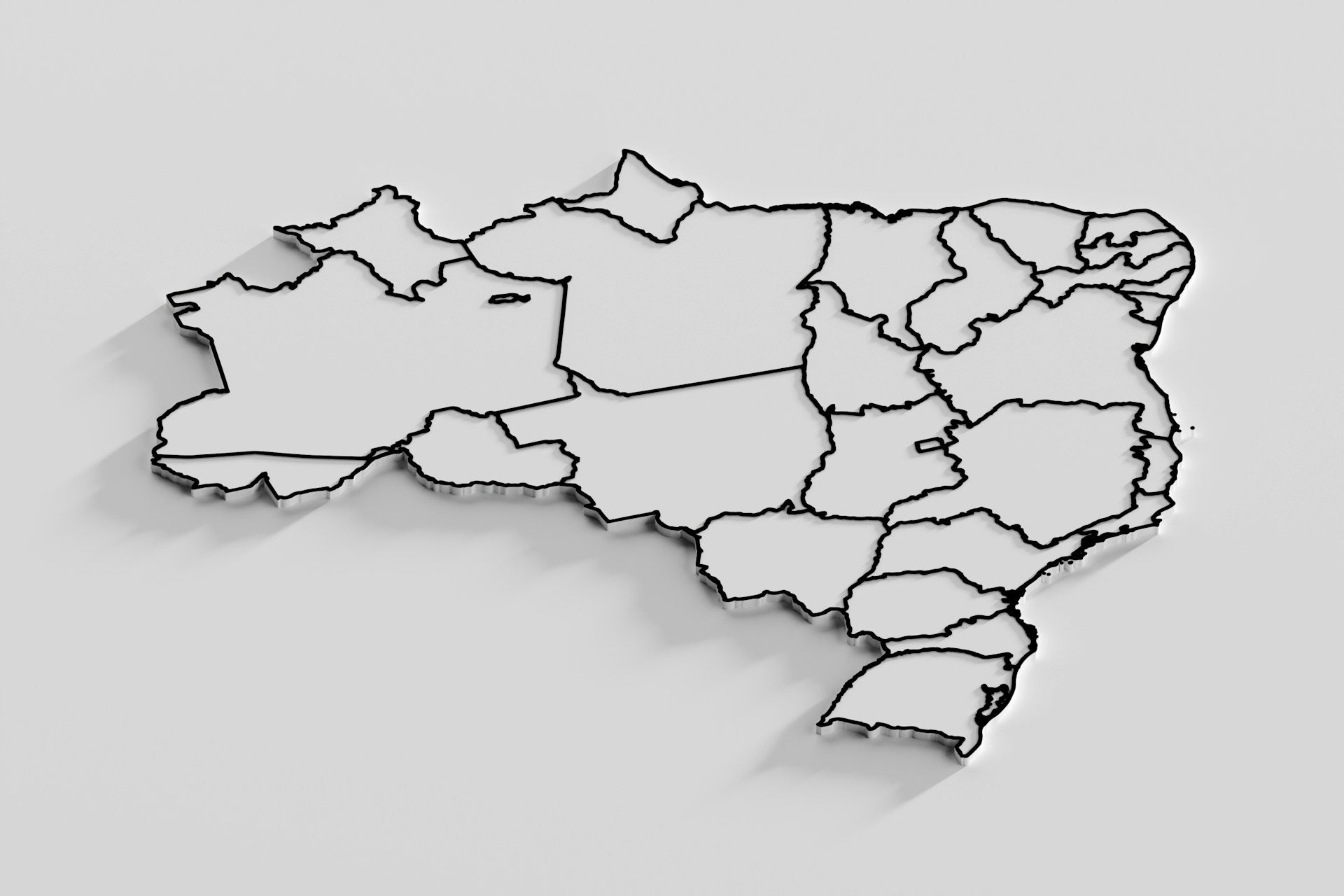 3D render map of Brazil