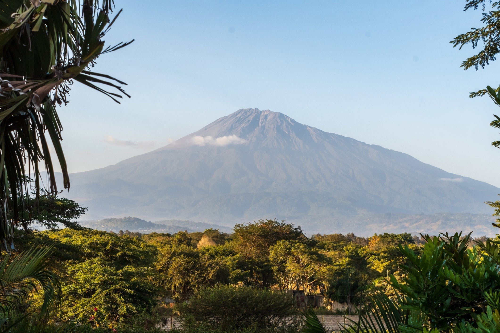 Mount meru, as seen from the town of Arusha, Tanzania
