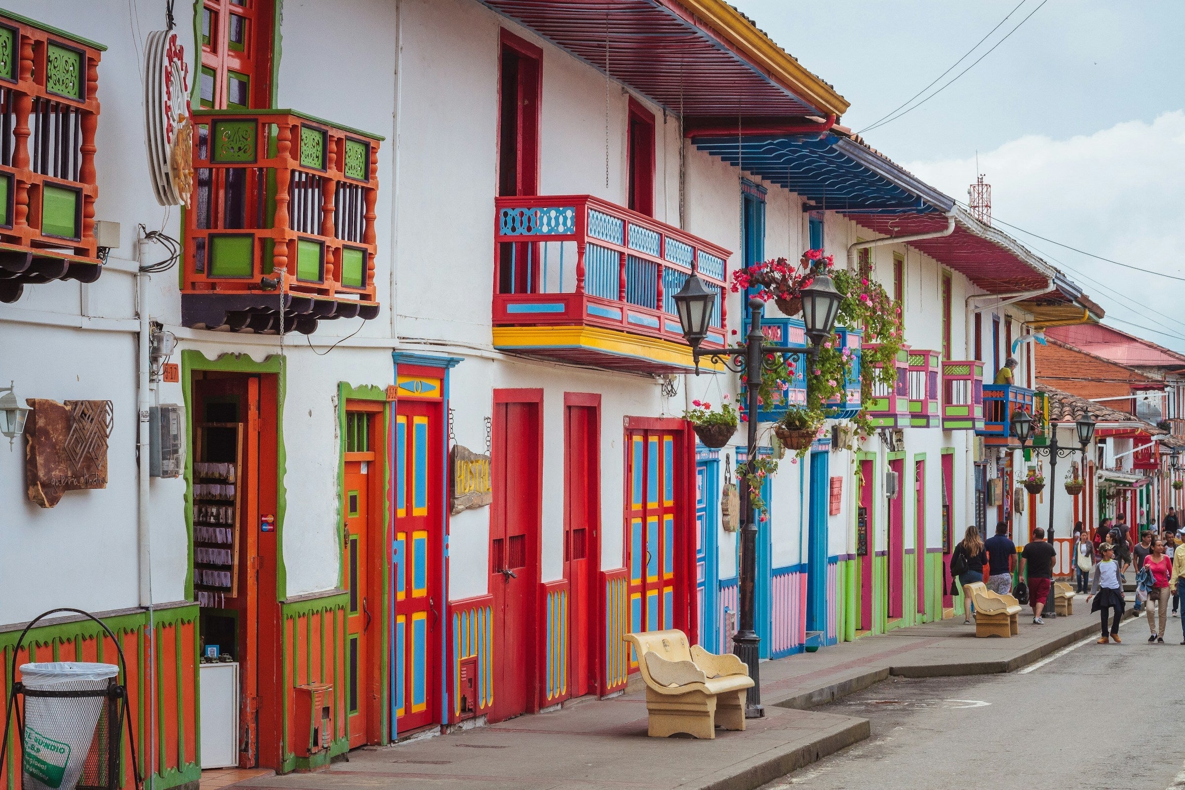 Colorful street in Salento, Quindio, Colombia