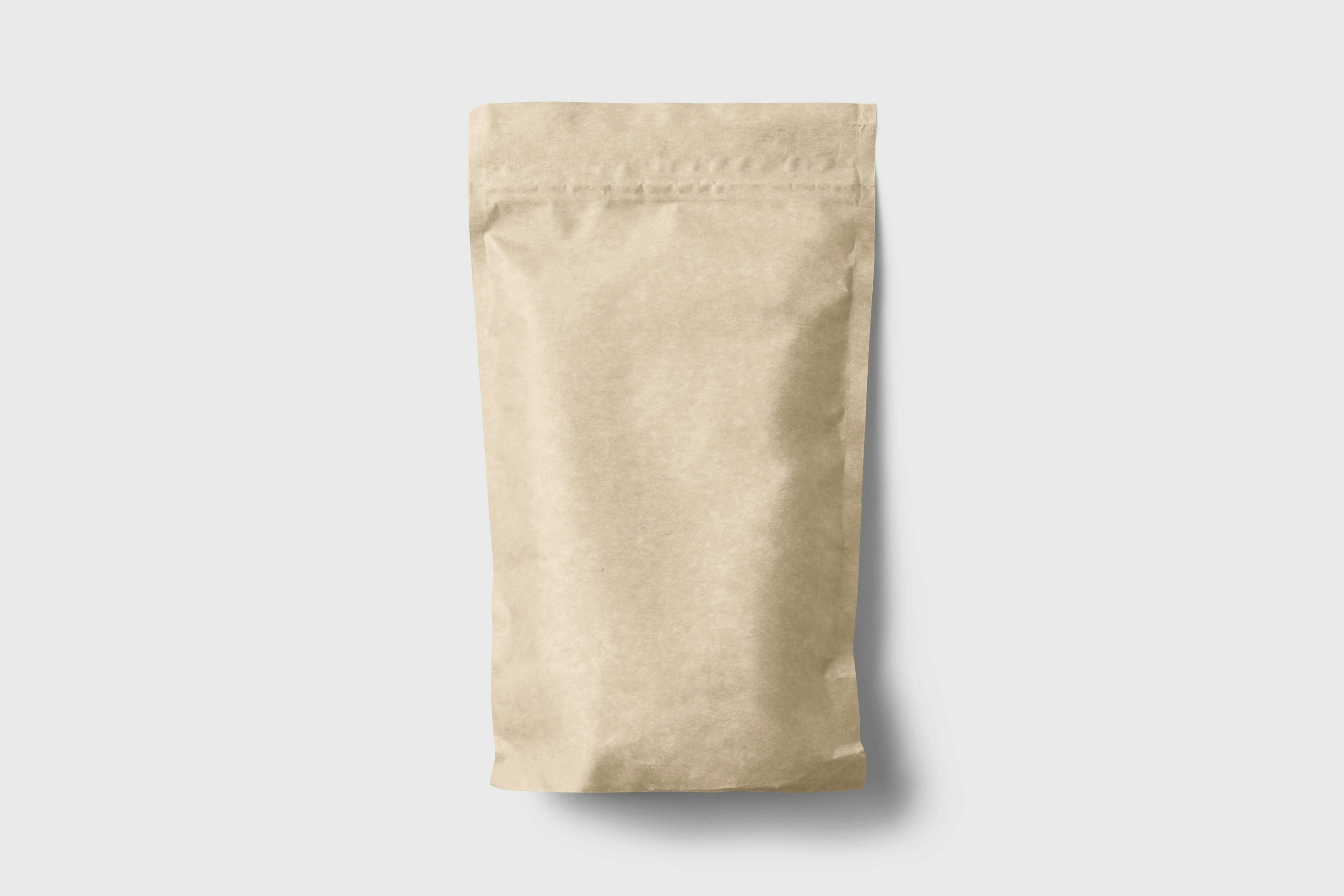 plain brown coffee bag on white background