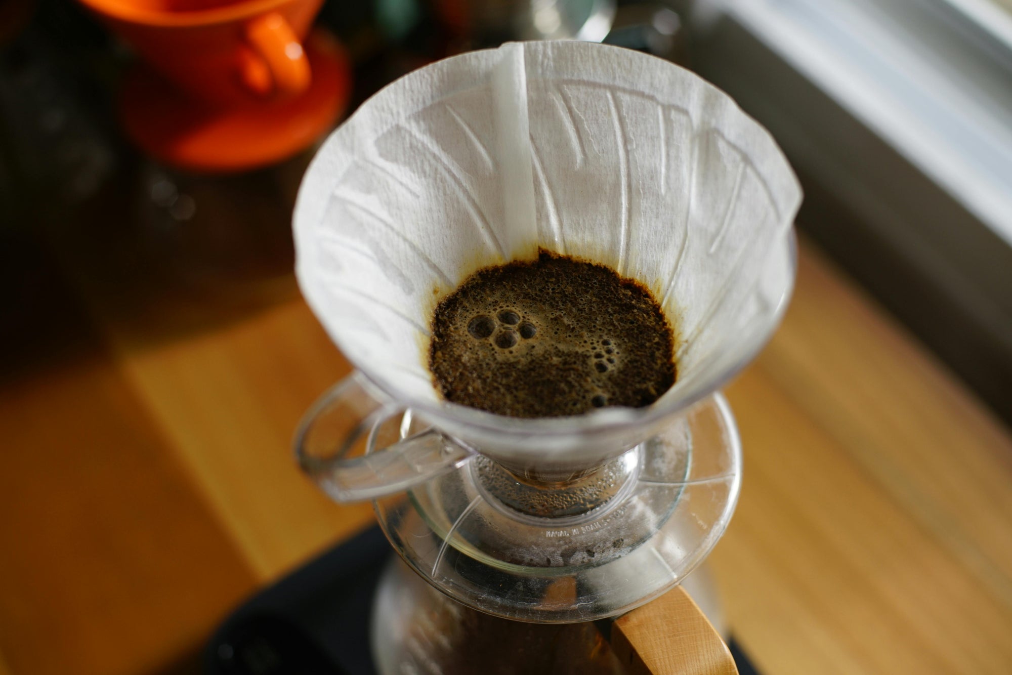 Pour over coffee blooming