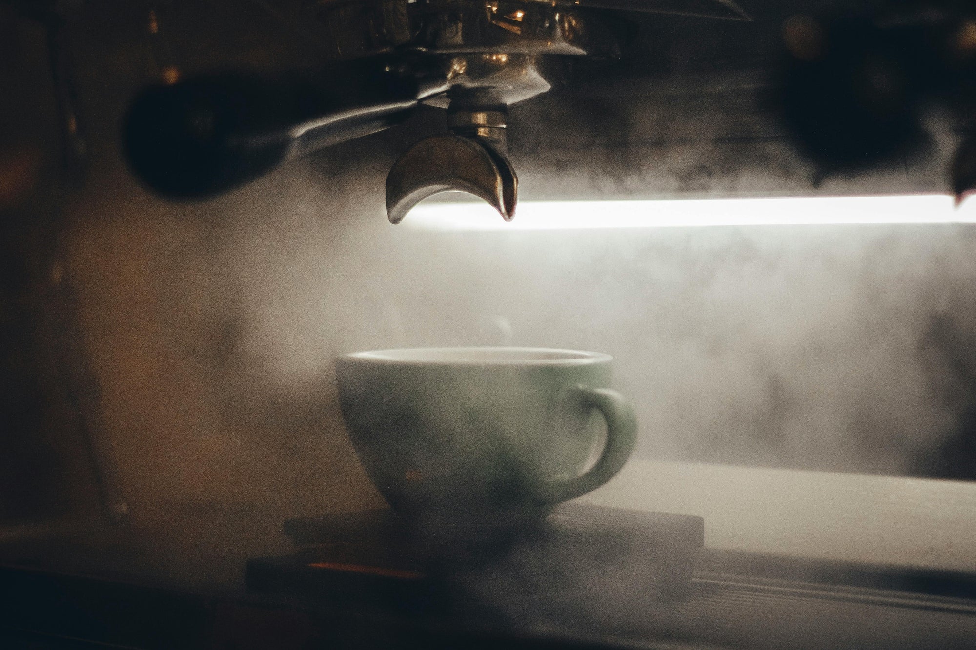 espresso machine with steam coming out
