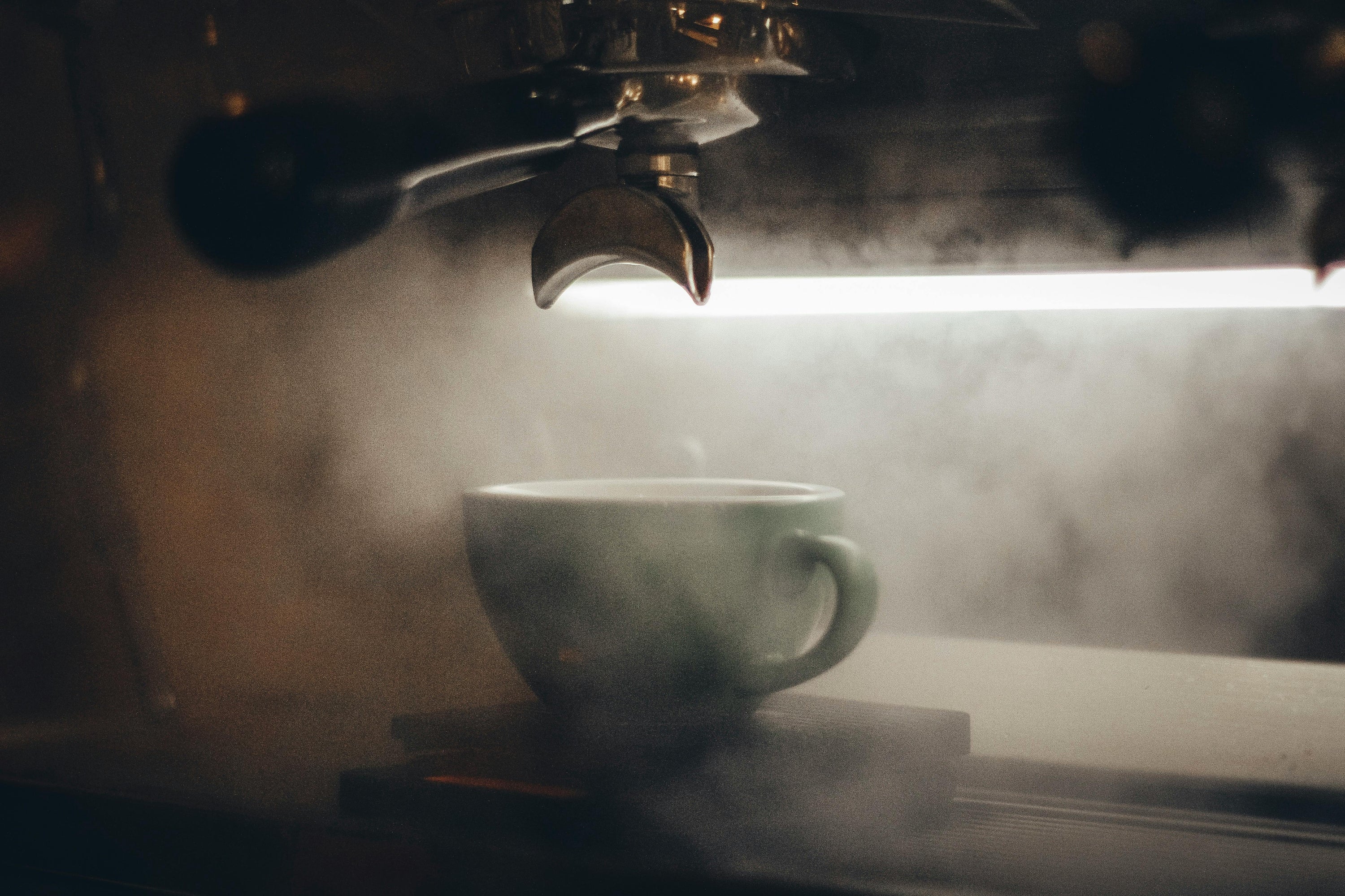 espresso machine with steam coming out