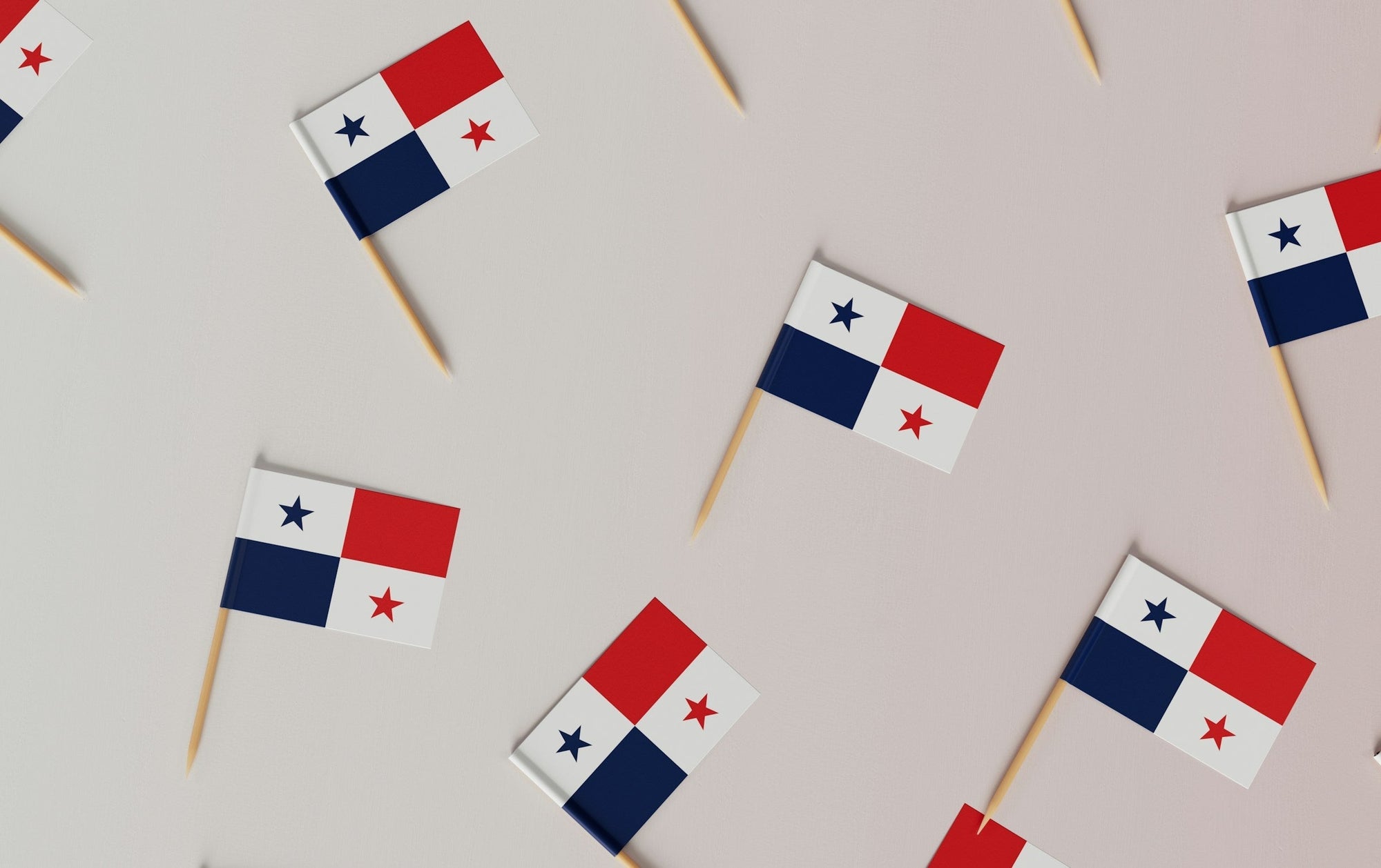 Small Panama flags on white background