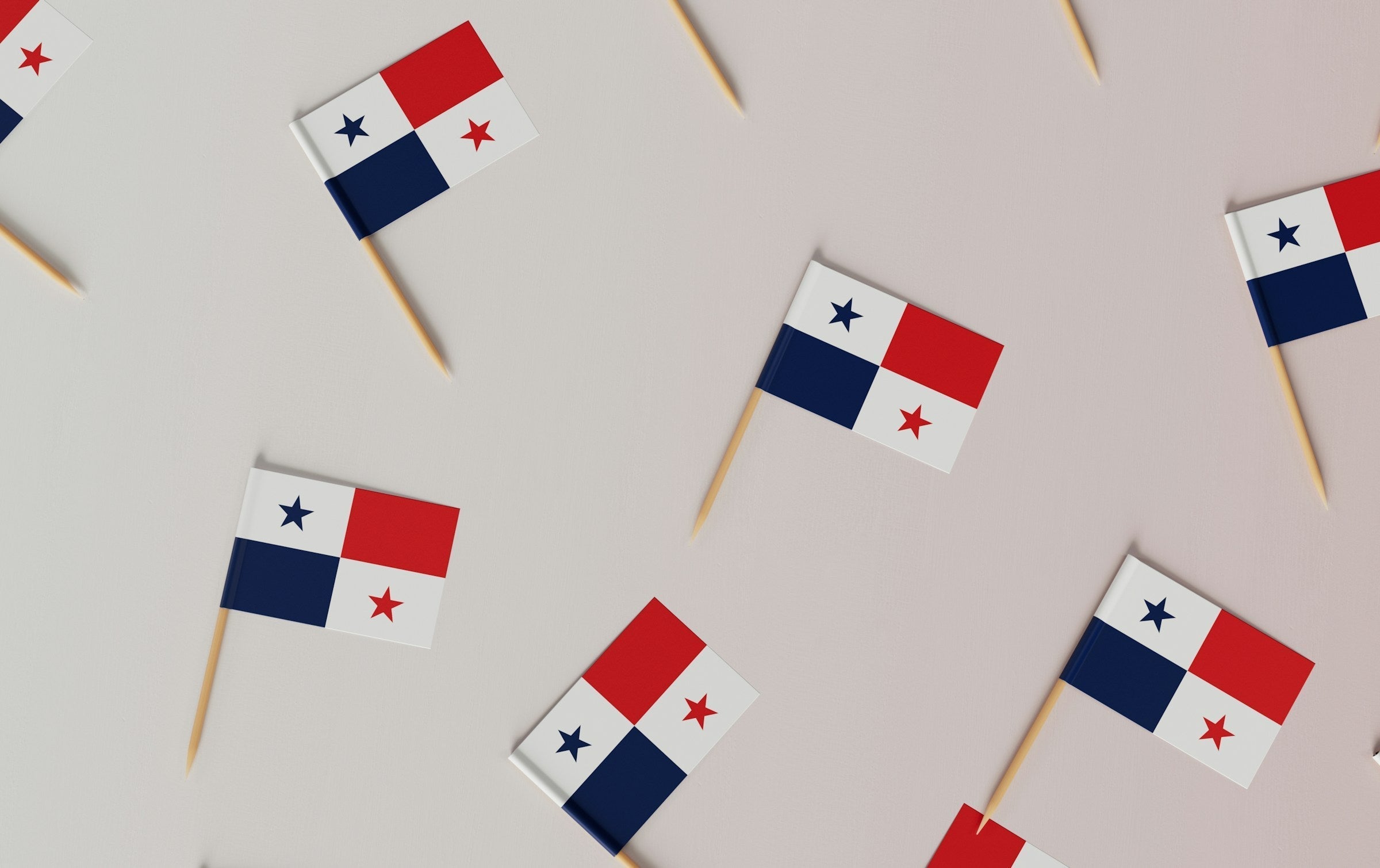 Small Panama flags on white background