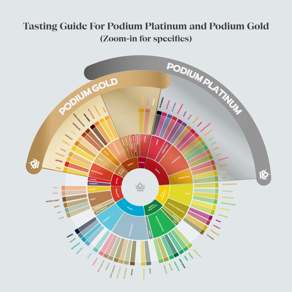 Podium Coffee Club branded coffee flavor wheel